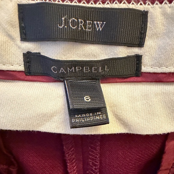 J. Crew Campbell Women's Burgundy Maroon Berry Crop Pants Tailored Wool Blend - Picture 3 of 14